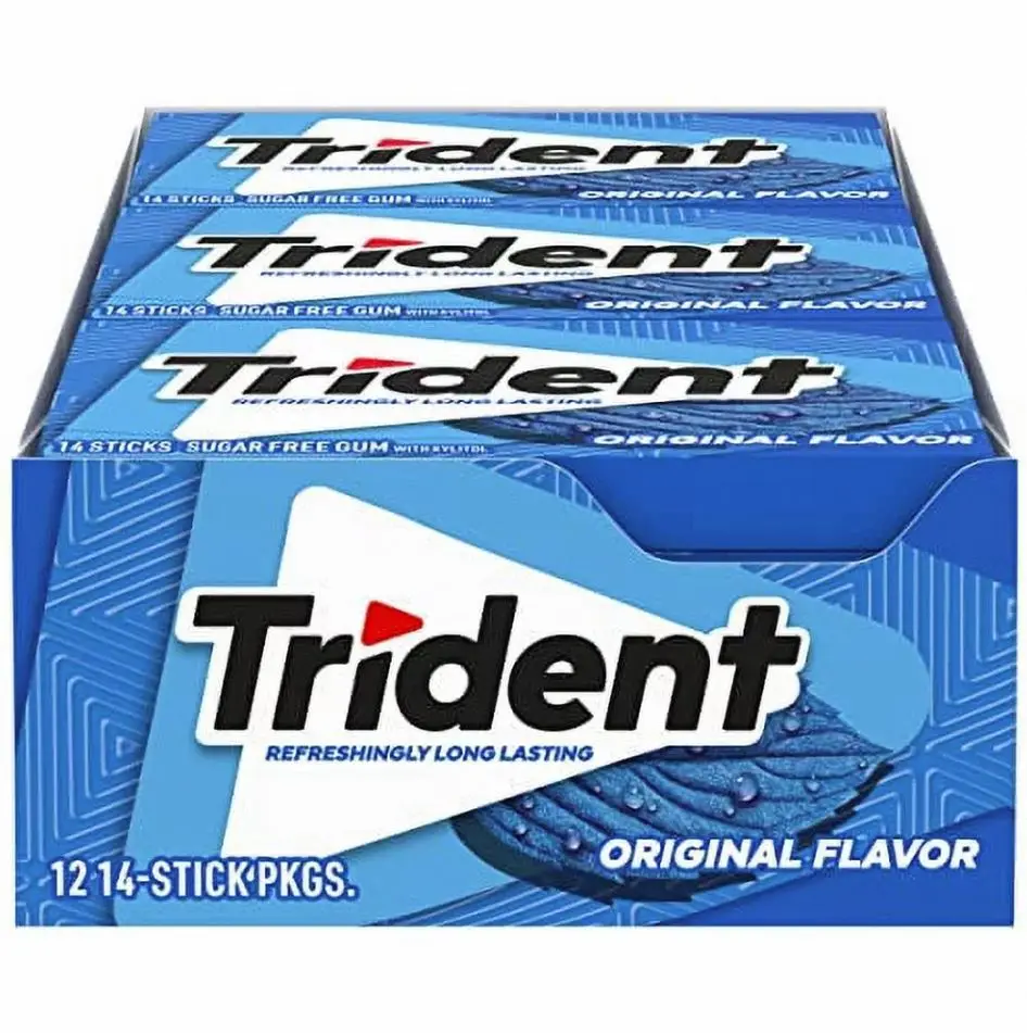Tri-dent Original Flavor Sugar Free Gum 14 Pieces (Pack of 12) bulk American candy suppliers