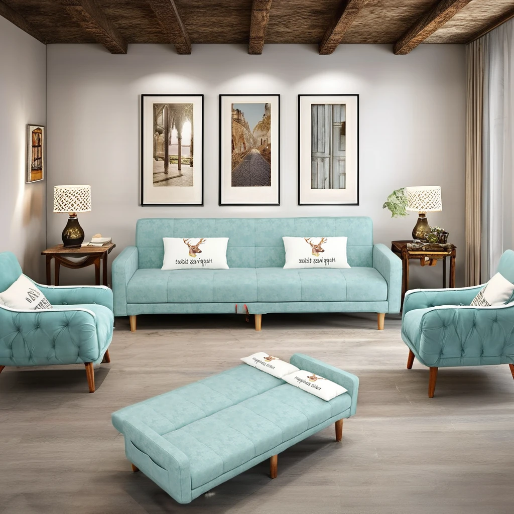 Modern Simple Dual-Purpose Leather Sofa Bed for Living Room for Rental Apartments Foldable Fabric One-Seater Chair Set