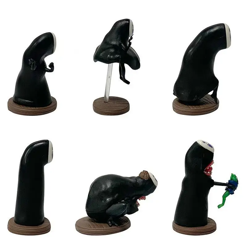 6PCS Plastic Anime Figure Set Spirited Away No Face Man PVC Anime Figura Model Toy Doll 4CM Mini Figures Statue Anime Figurine