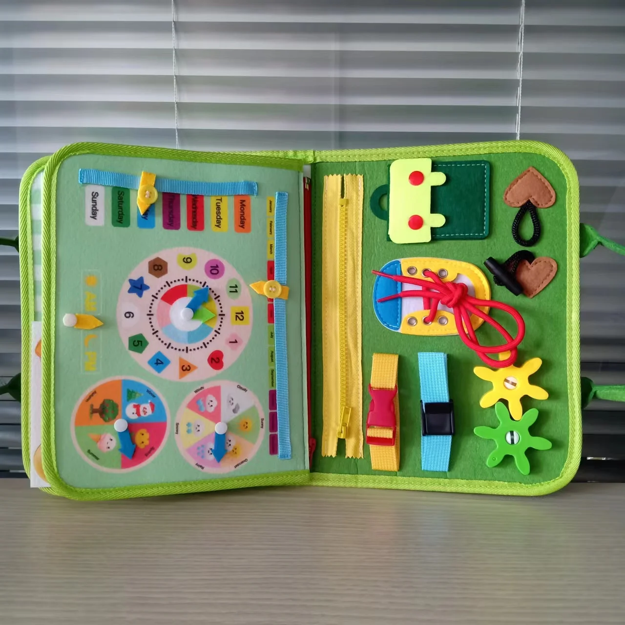 Green Zoo Reusable Drawing Pads Toddlers Activity Toys Felt Busy Board for Child Gifts