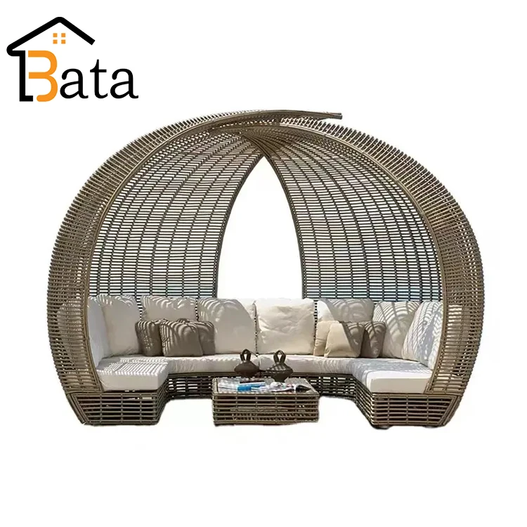 All Weather PE Plastic Rattan Daybed Outdoor Garden Patio Wicker Sunbed Lounger