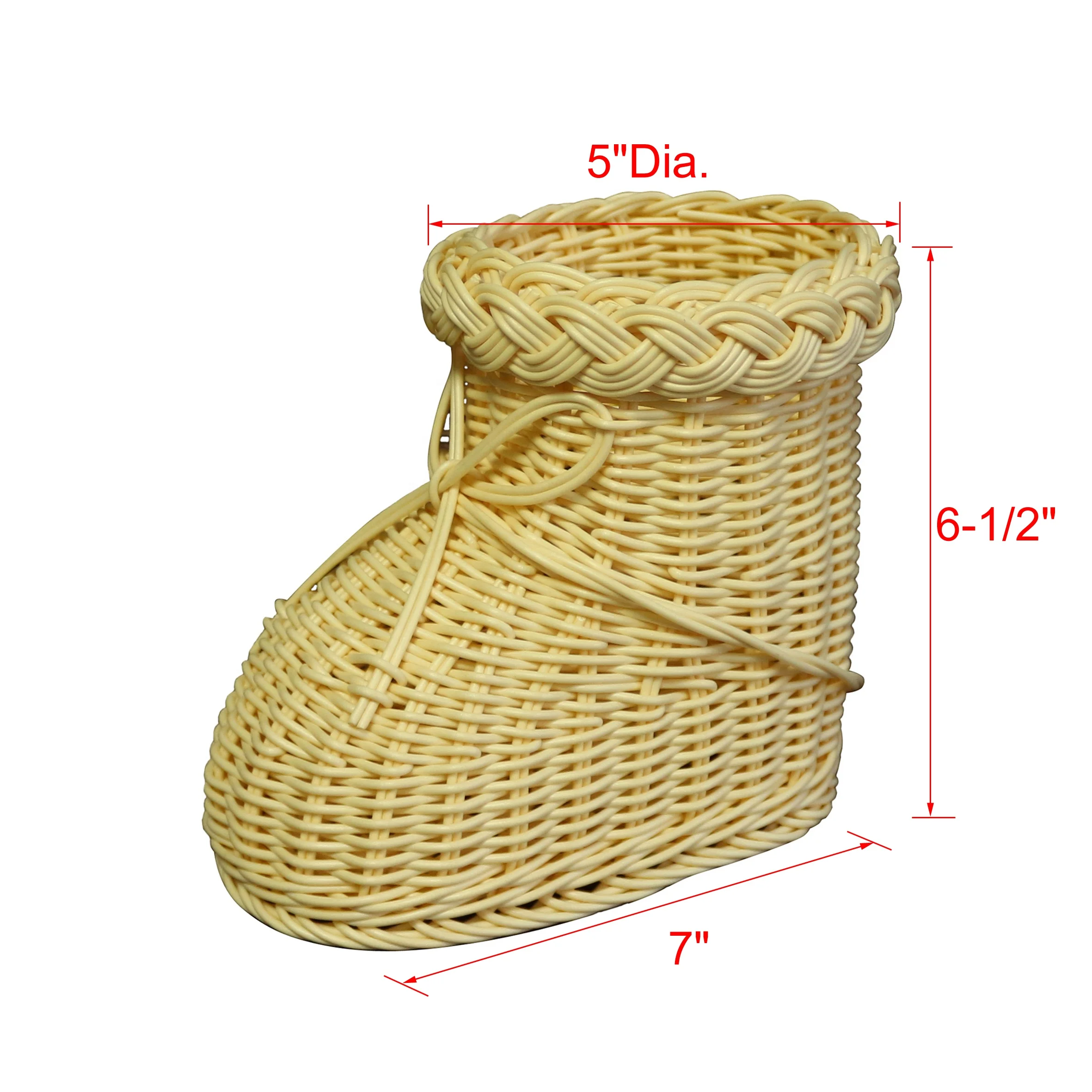 Party Wedding Home Decoration Handmade Boot Shape Plastic Rattan Vase