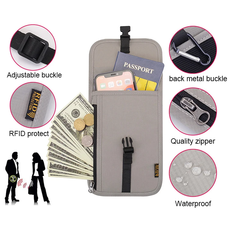 Neck Wallet RFID Blocking passport bag Holder Easy to Conceal Travel Pouch