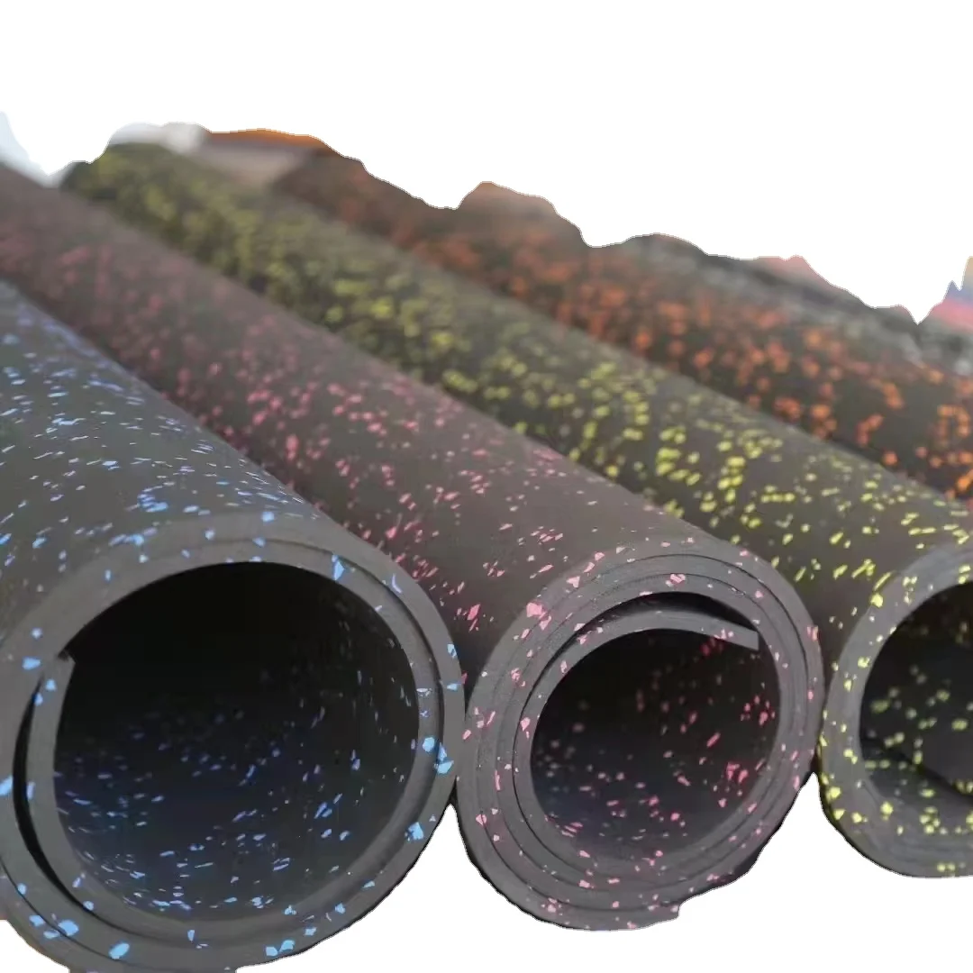 Fitness equipment China direct factory EPDM & SBR anti-slip resistance  rubber floor roll mat for Gym