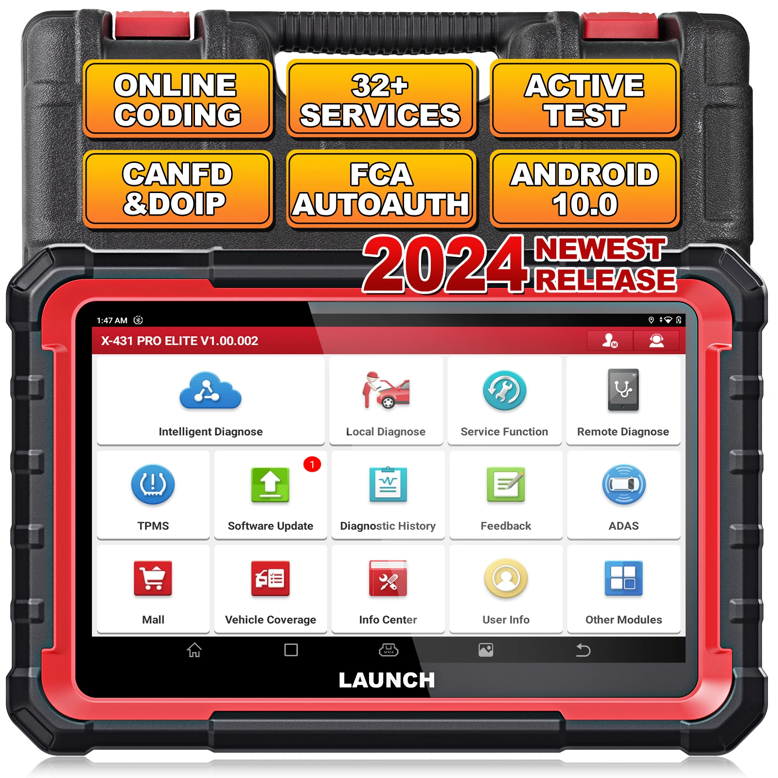 LAUNCH X431 PRO ELITE Car Full System Diagnostic Tools OBD OBD2 Scanner 32 Reset CAN FD DOIP Coding pk X-431 V