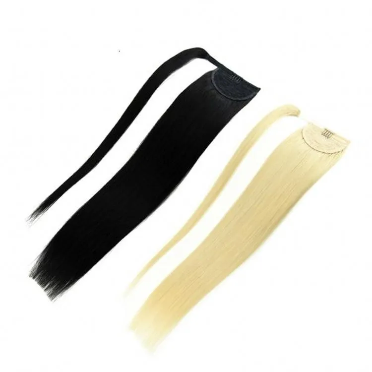 Wholesale 100% virgin human hair straight brazilian ponytail hair extension for black women