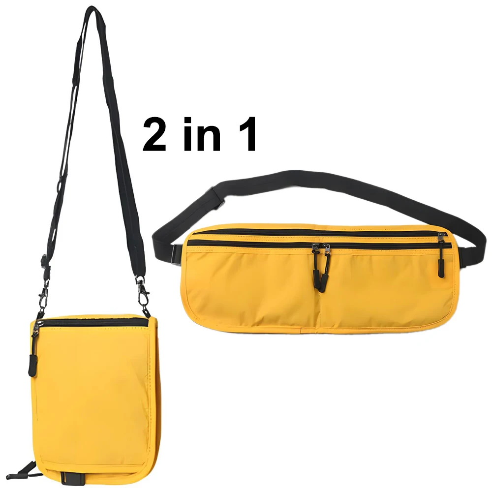2 in 1 Travel Neck Pouch Wallet and Money Belt Passport Holder for Men and Women Hidden Security for Cash and Documents