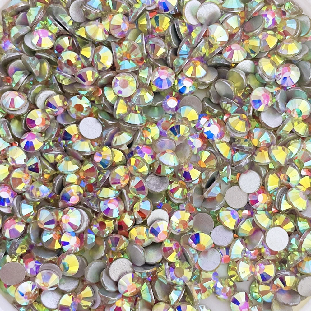 Wholesale 6mm Non-Hot Fix Flatback Rhinestones Glass Strass Crystal AB Crystal  ss3-ss20 Stones for Shoes  Loose Rhinestones