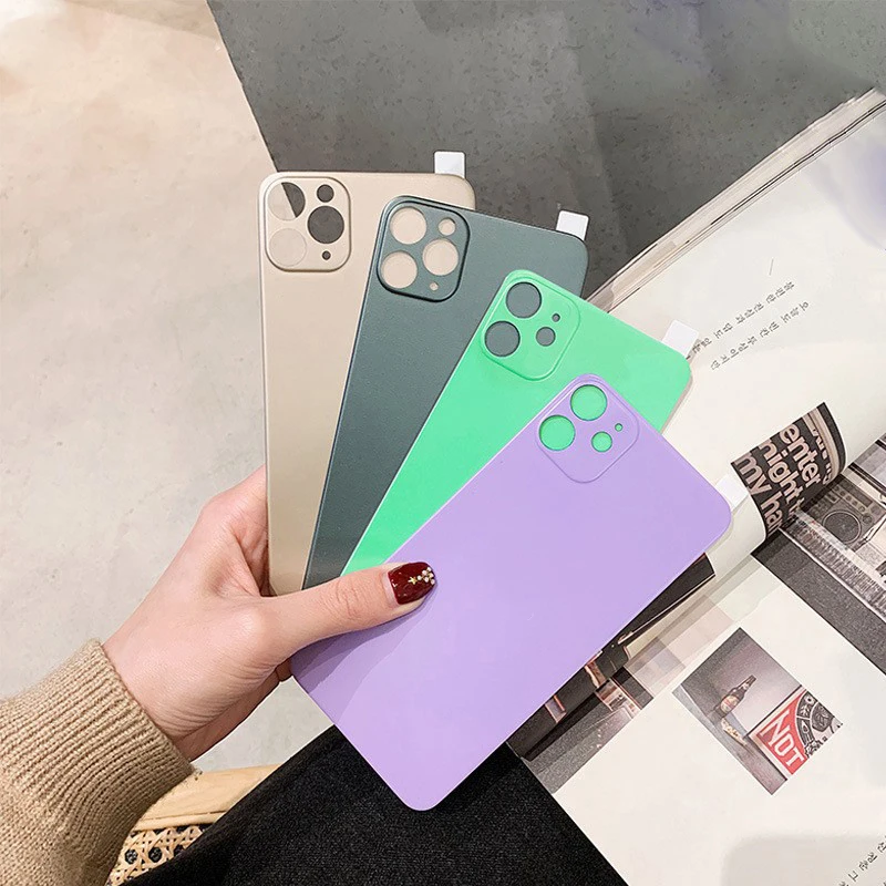 Phone Battery Big Hole Back Glass Case Cover  For Iphone 11 12 13 pro Max Phone Rear Replacement Back Glass Cover