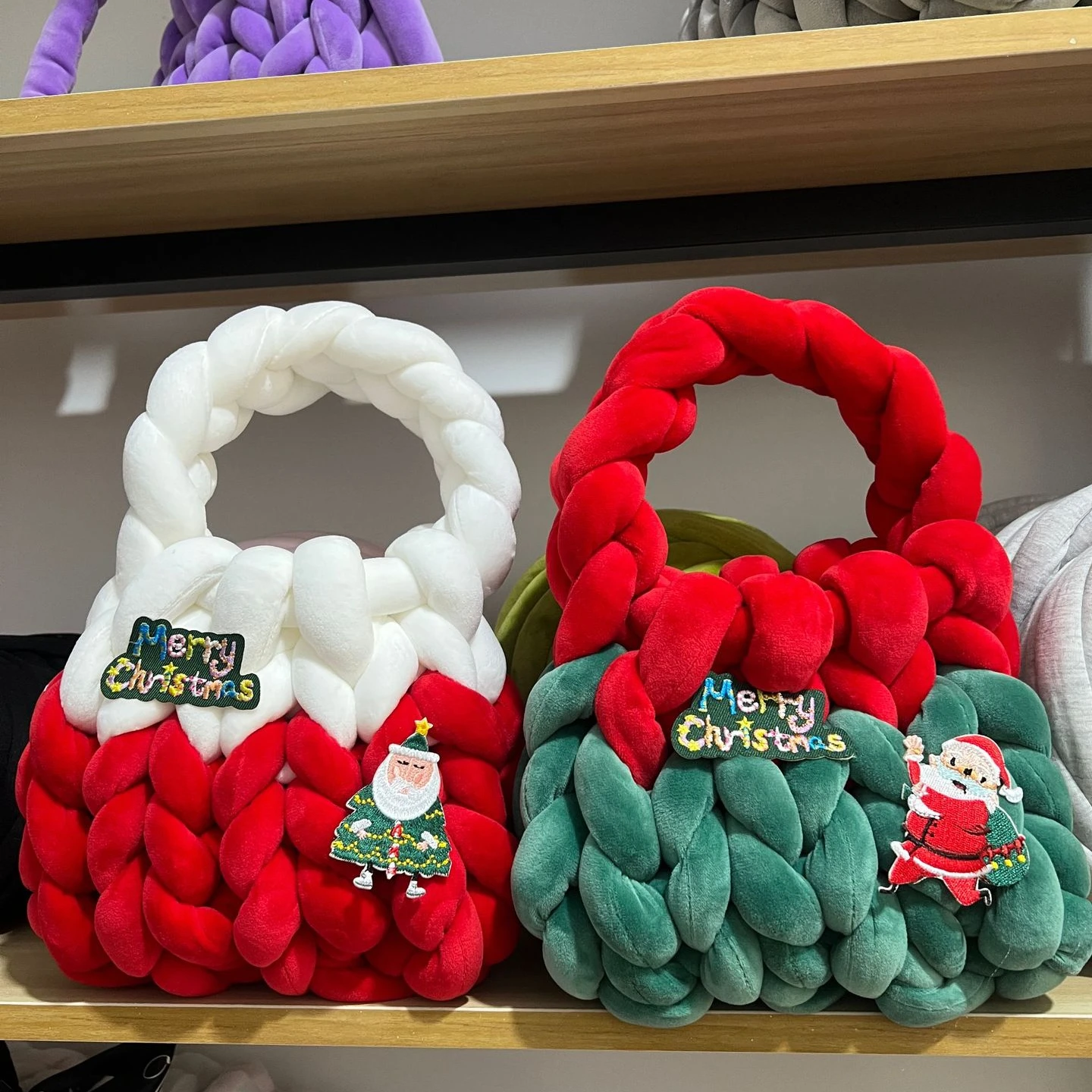 Custom Chunky Knit Small Handmade Christmas Braided Bucket Hand Woven Crochet Bags For Women