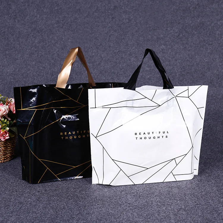 Custom printing design clothes plastic carry bag / custom ldpe handle clothing packaging plastic bag / shopping bags with handle