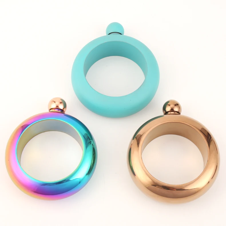 custom bracelet woman round stainless steel liquor hip flask