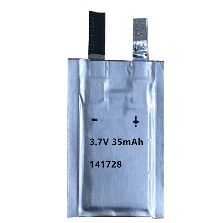 Thin Battery 141728 new model 3.7V rechargeable paper card battery 35mAh thickness 1.45mm