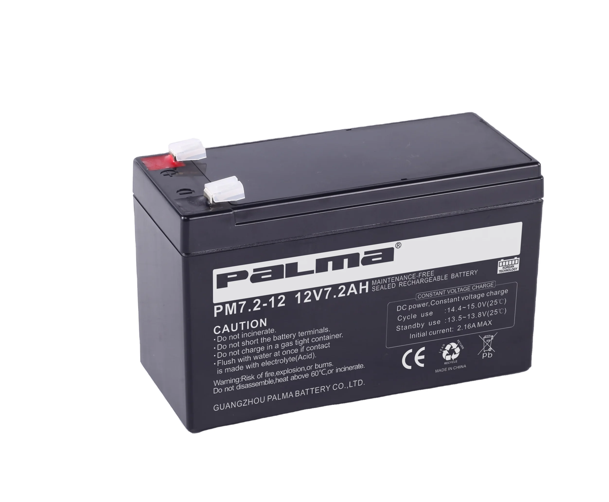 Palma High Capacity Korea Battery Ups Gel Solar 12v 7 12ah 65 100 150 200ah Sealed Lead Acid Battery 12v 7ah