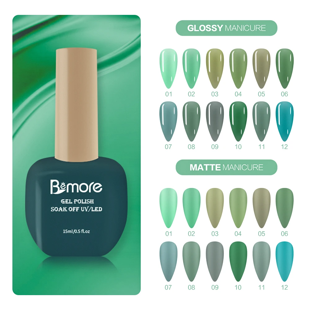 Bemore Jelly Green Soak off UV Gel Nail Polish