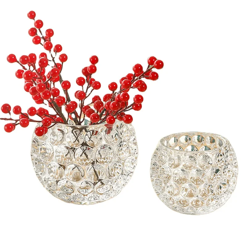 DESITA Factory wholesale narrow neck glass flower vase simple round sphere balloon bud bulb beaker bottle table decor for glass