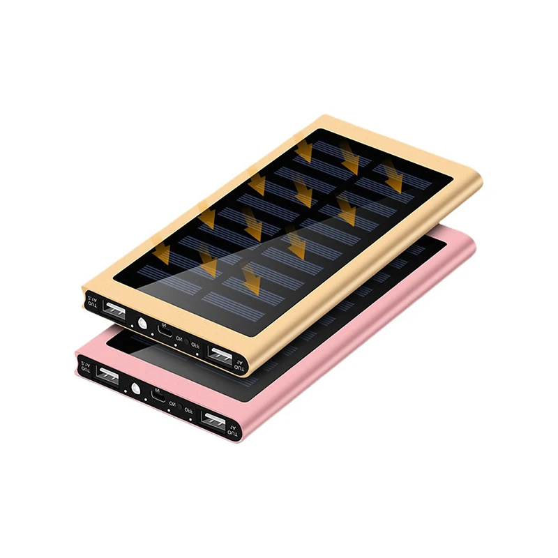 Hot Aluminum Alloy 6 Colors Dual USB Mini Flashlight with Power Bank 20000mAh Slim Powerbank 20000 Small Powerbanks Solar Power