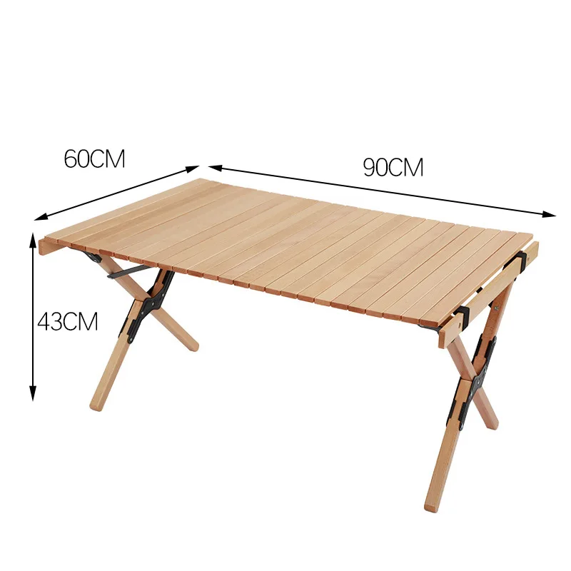 Outdoor Table Luxury Picnic Outdoor Wood Camping BBQ Roll Top Wood Light Weight Beech Egg Wooden Portable Rolled Table