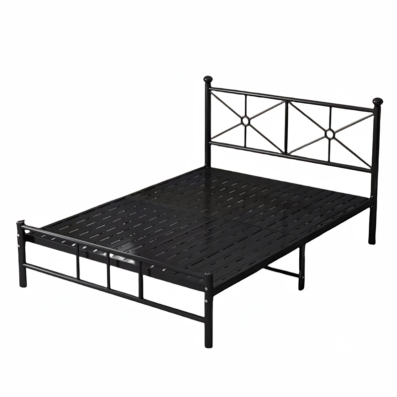 Factory Price Heavy Duty KD King Queen Full Size Iron Double Beds Black White Metal Platform Powder Coated Steel Bed Frame