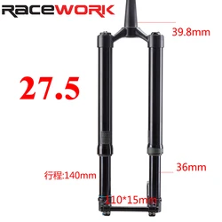 RACEWORK bicycle front fork, inverted fork Suspension  parts 27.5, 29 inches Thru-axle 140