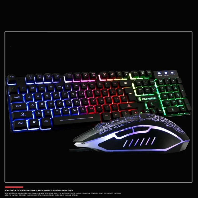 Проводная клавиатура со светодиодной подсветкой T6 Механическая игровая мышь с ковриком для