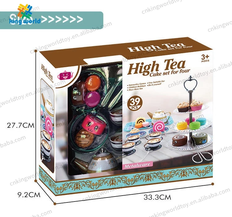 Happy Children Hot Sales Girls Kitchen Three Layer Cake Stand Dessert Kids Pretend Play Afternoon Tea Party Set Toys