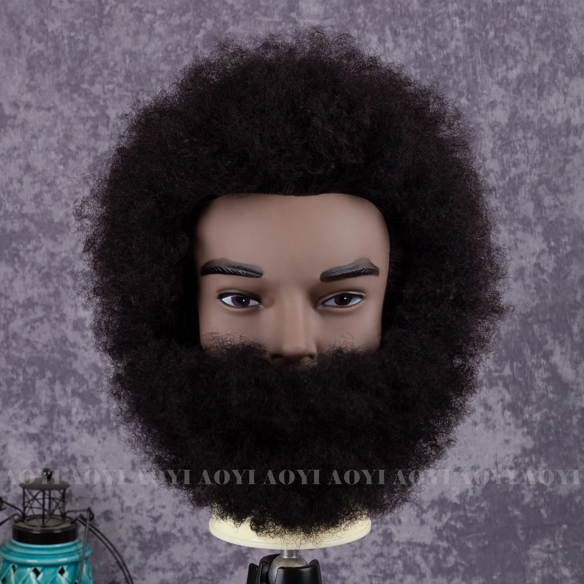 6 дюймов черный мужской baber afro настоящие человеческие волосы манекен тренировочная голова с бородой