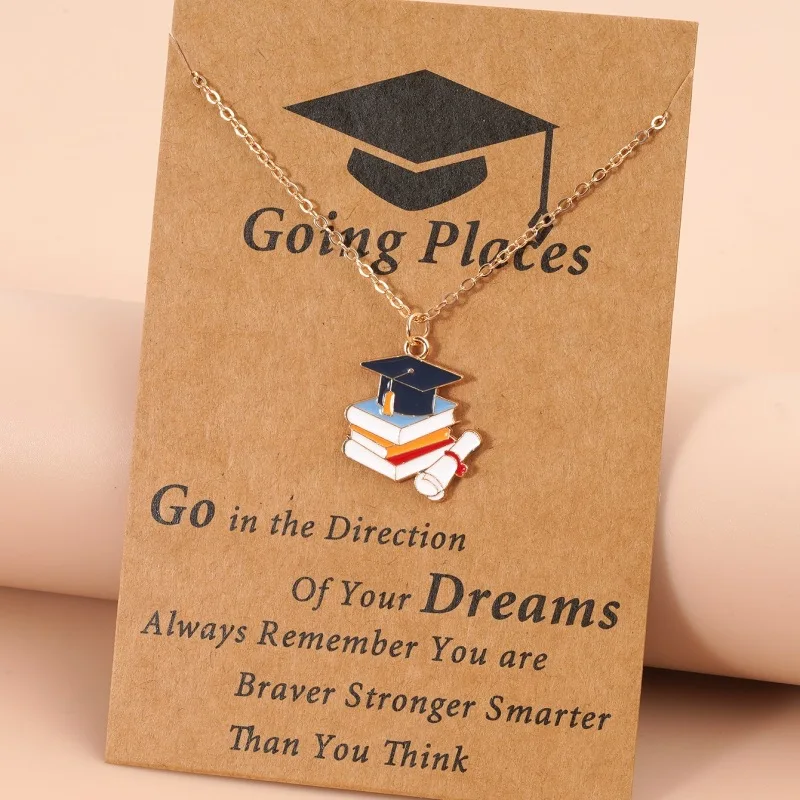 Fashion Alloy Golden plated  Book  necklace Graduation Season graduate necklace with a card doctors necklace for students