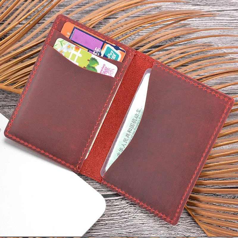 Vintage crazy horse genuine leather wallet RFID secure short purse money bag for men