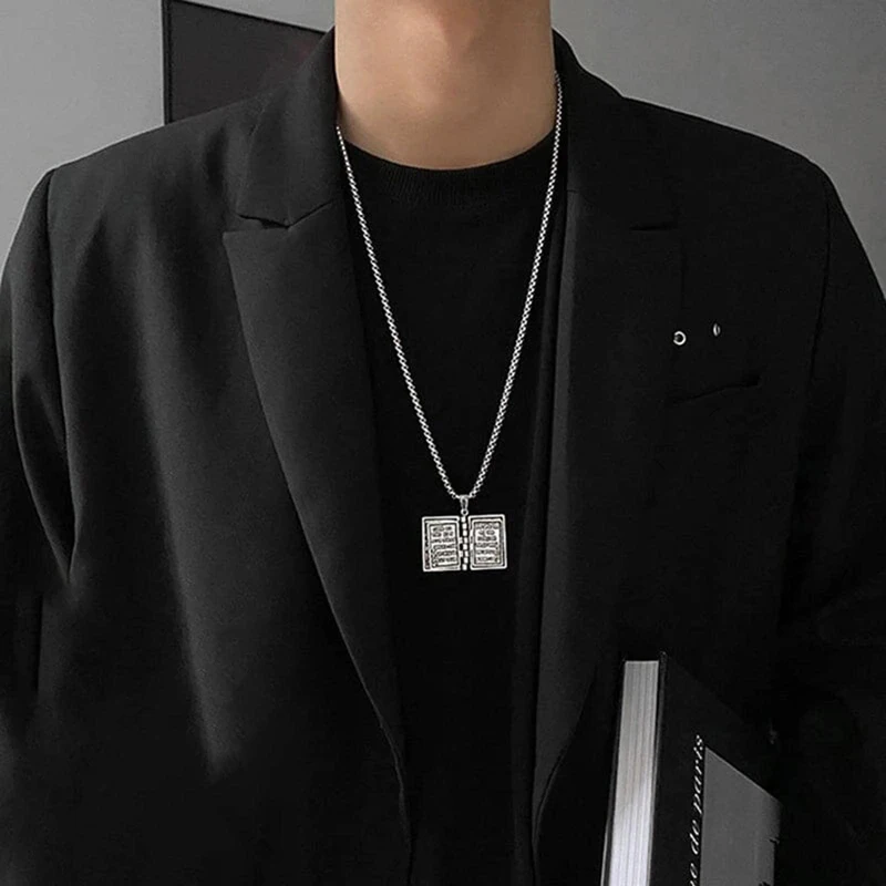mini bible Religious Book Necklace Openable Prayer Bible Verse christian accessories Bible Book Pendant Necklace for Men Women