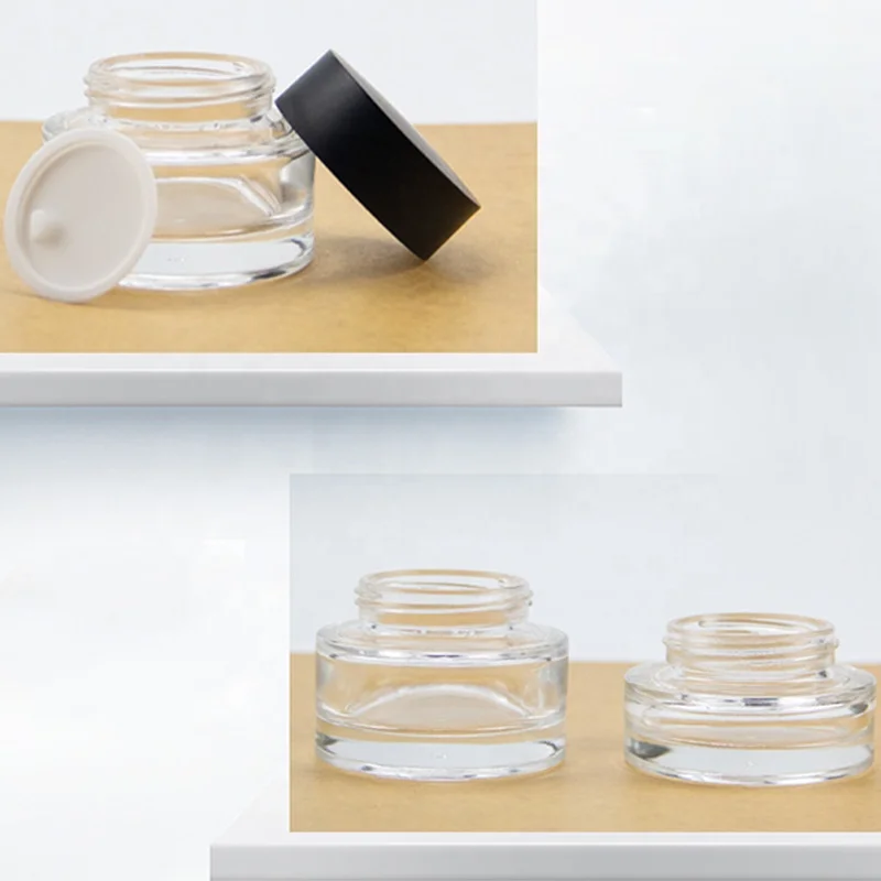 Transparent Clear Glass Jar Cream Bottle 30g 50g Empty Glass Lip Balm Containers Wide Mouth Cosmetic Jars