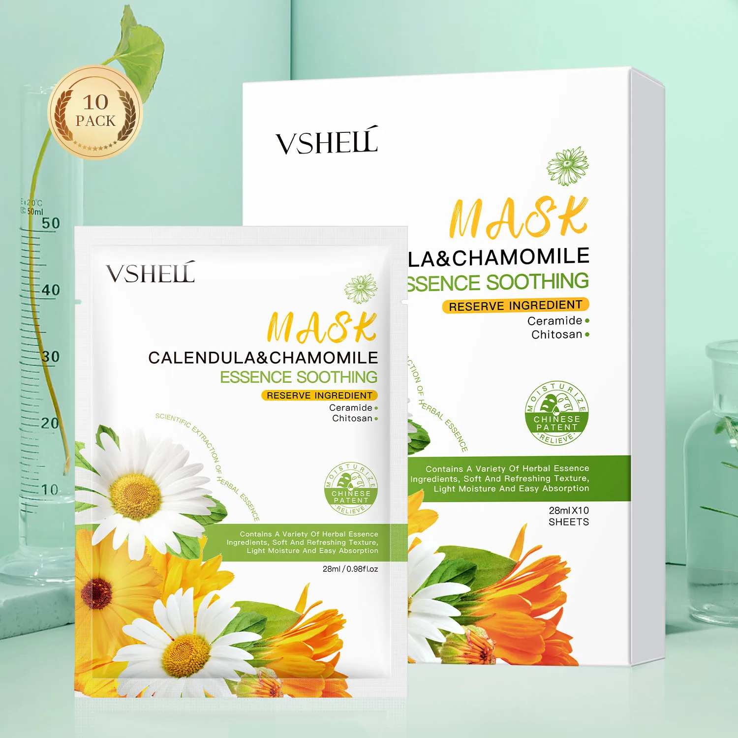 In Stock Wholesale Whitening Moisturizing Camellia Chamomile Flower Sheet Facial Face Mask