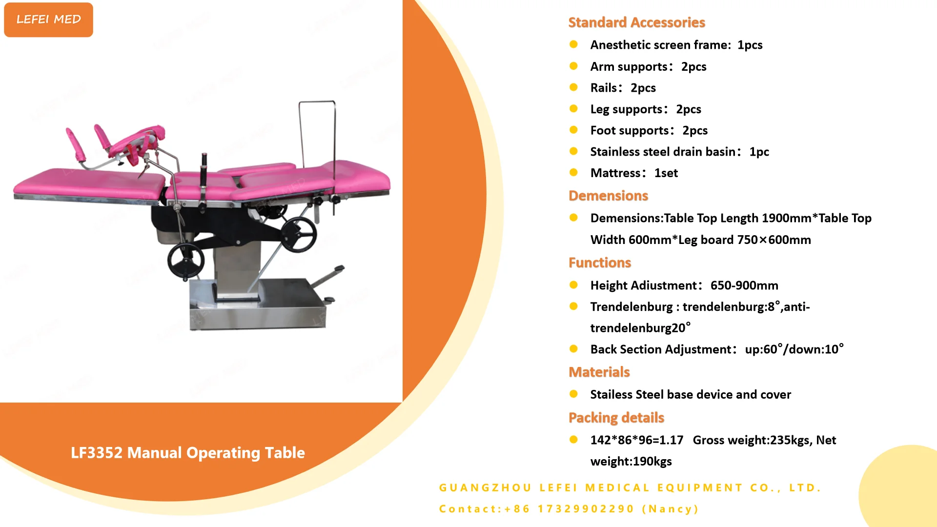 Good quality hospital furniture Gynecological delivery Chair Examination Bed obstetric equipment Operation Table