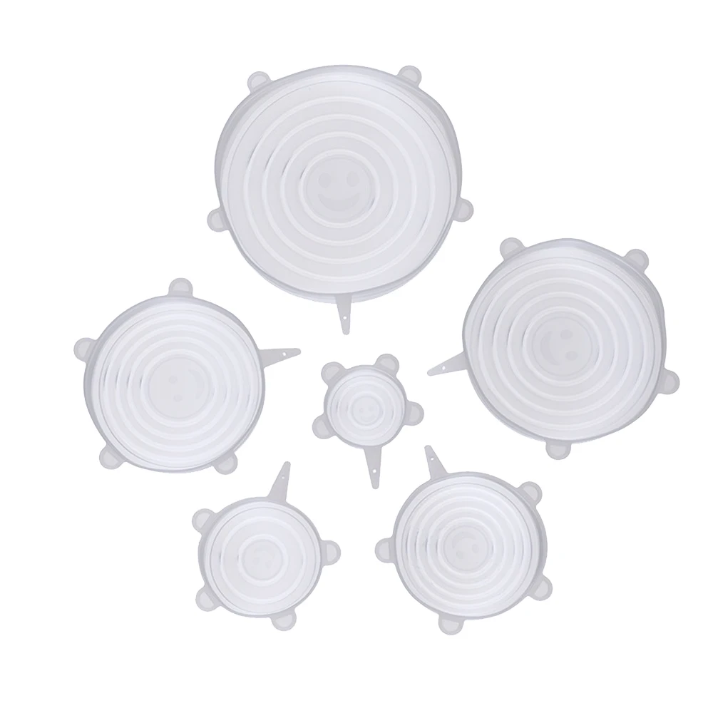 6 Pcs Food Wrap Bowl Pot Lid Silicone Cover BPA Free Reusable Silicone Stretch Lids Cover