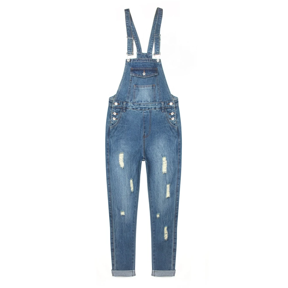 GZY Boyfriend Suspender Jeans Light Blue Vintage Ladies Denim Girls Womens Dungarees For Women Stock