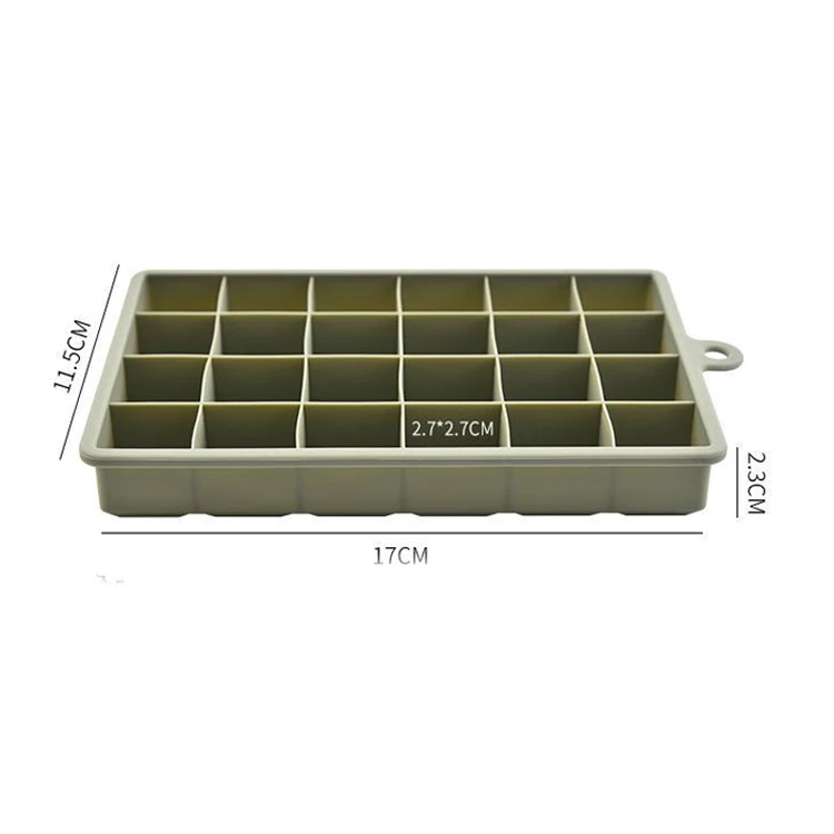 Square Silicone Rectangular Whiskey Ice Lattice Mold Tray/24 ice grids Cubes With Lid Plastic Boxes