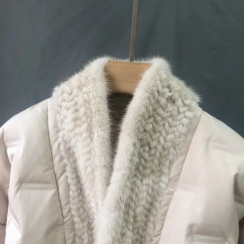 OFTBUY 2021 New Winter White Duck Down Down Jacket Women Coat Real Natural Weave Mink Fur Collar Loose Luxury Warm Outerwear