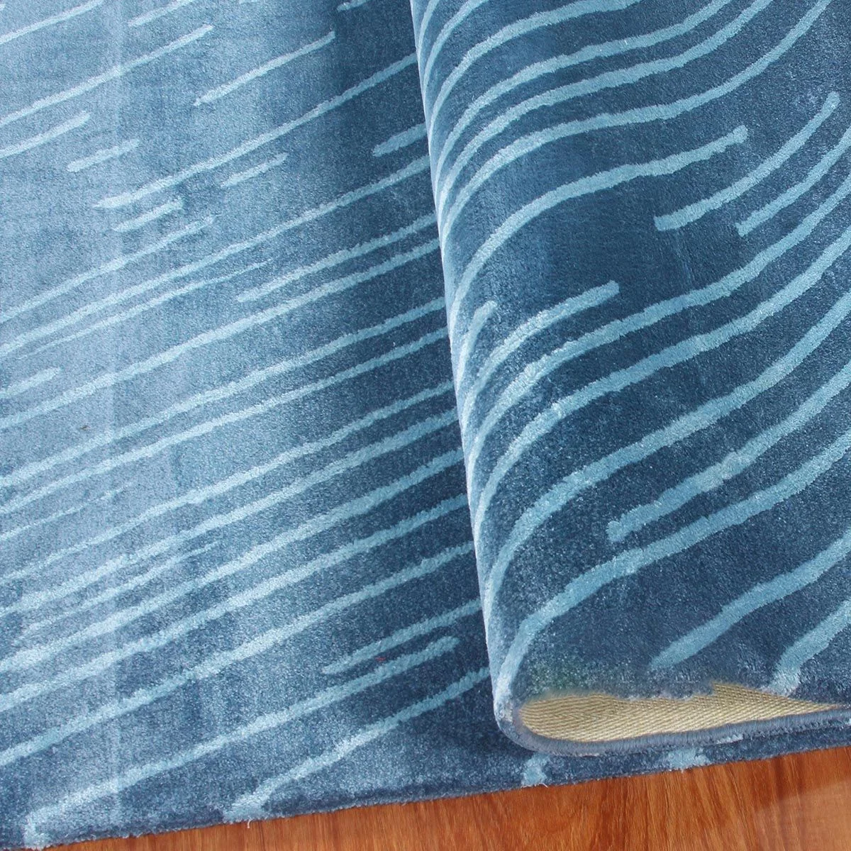 Factory Supply Brand Large Rugs Living Room Floor Premium Silk Wool Blue Handmade Carpet Prices