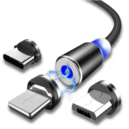 
Dongguan manufacturer 3in1 magnetic electrical usb cable charging and data magnet cable usb led light usb carging cable 