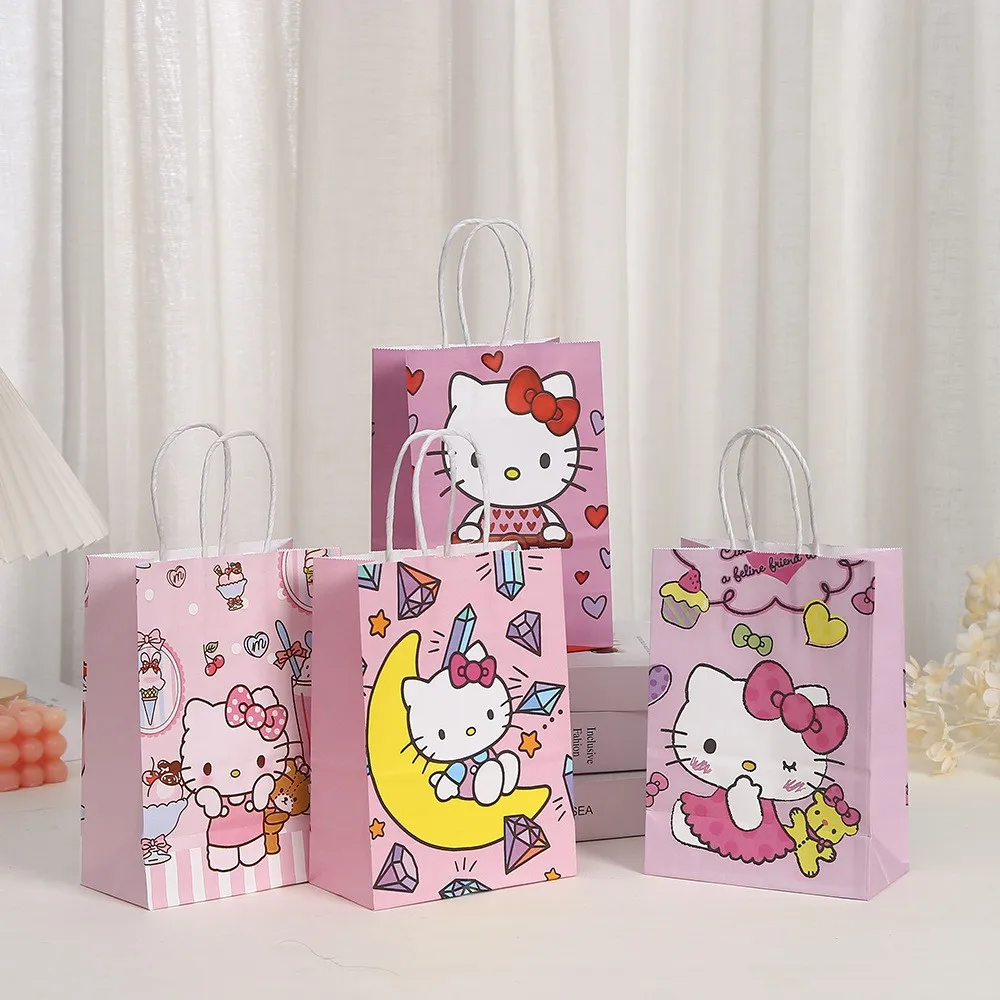 Оптовая Продажа Новый Kitty Cat тема крафт-бумажный мешок день рождения конфеты подарочная упаковка