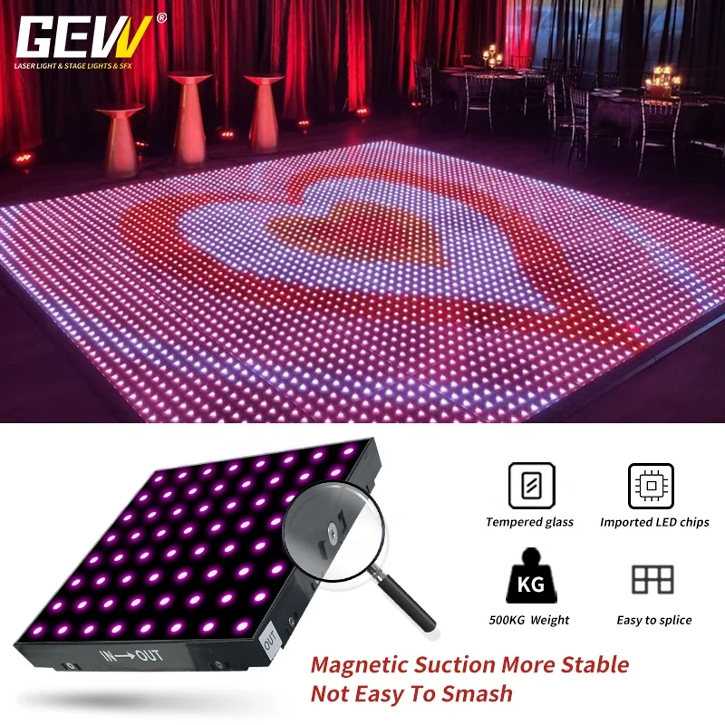 Top Dance Floor Hot Selling Wireless RGB LED Dance Floor Magnetic Digital Led Dance Floor Mat For Wedding Party