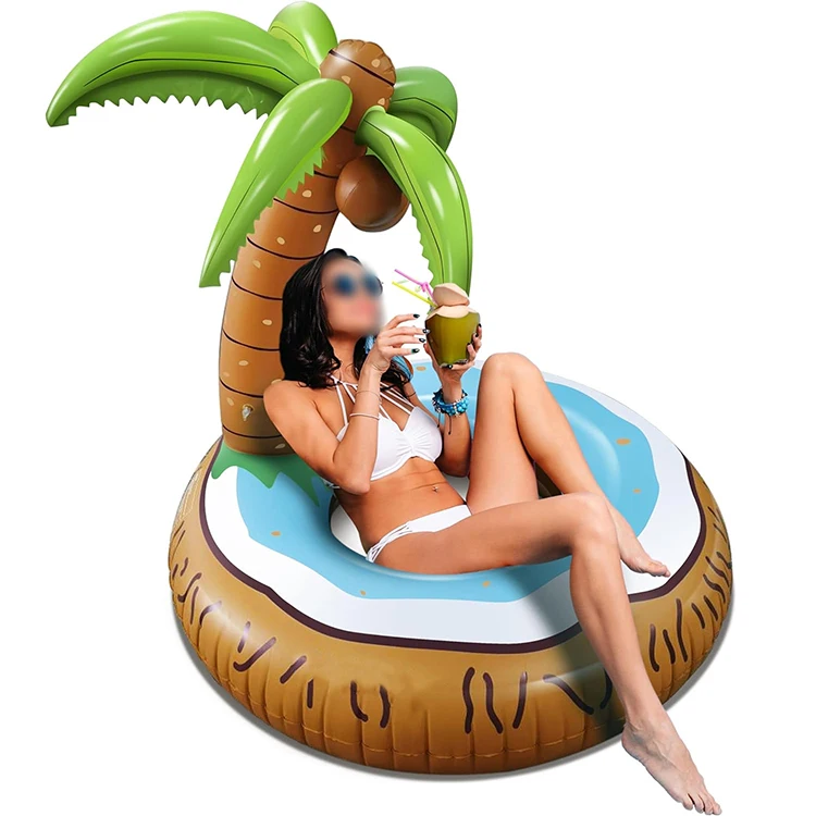 BS-H42 120*120cm Coconut tree inflatable float  floating drainage on the Woodpecker animal mount swimming equipment