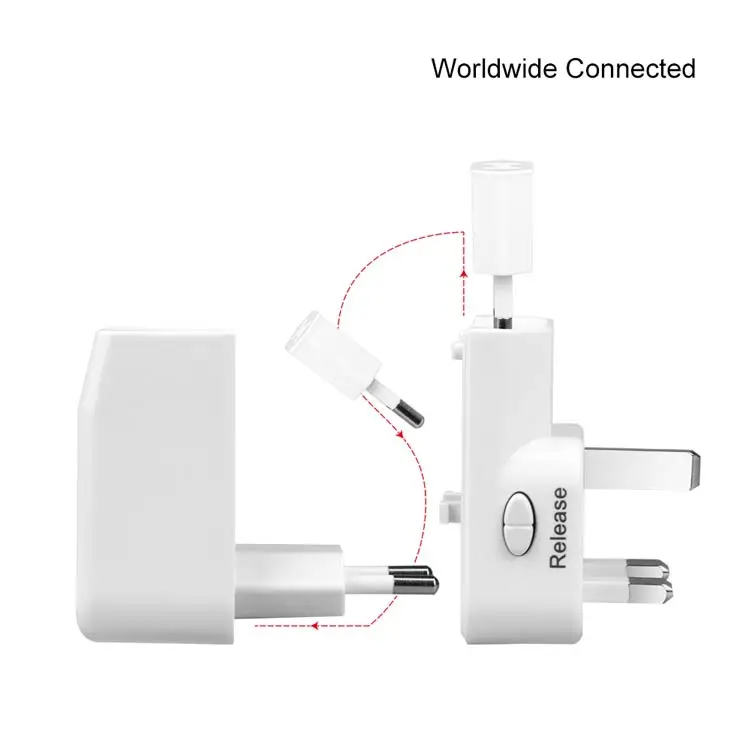 
Wonplug Hot sale universal smart USB charger travel adapter with UK/US/AU/EU four kinds of plug Promotional business gift set electronic gadgets universal smart USB charger travel adapter