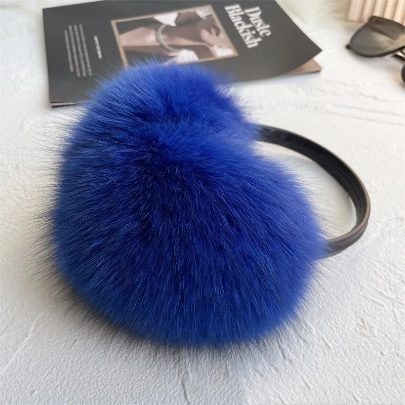 New Popular Winter Warm Women Real Fur Ear Cover Girls Luxury Fluffy Fox Fur Earmuffs