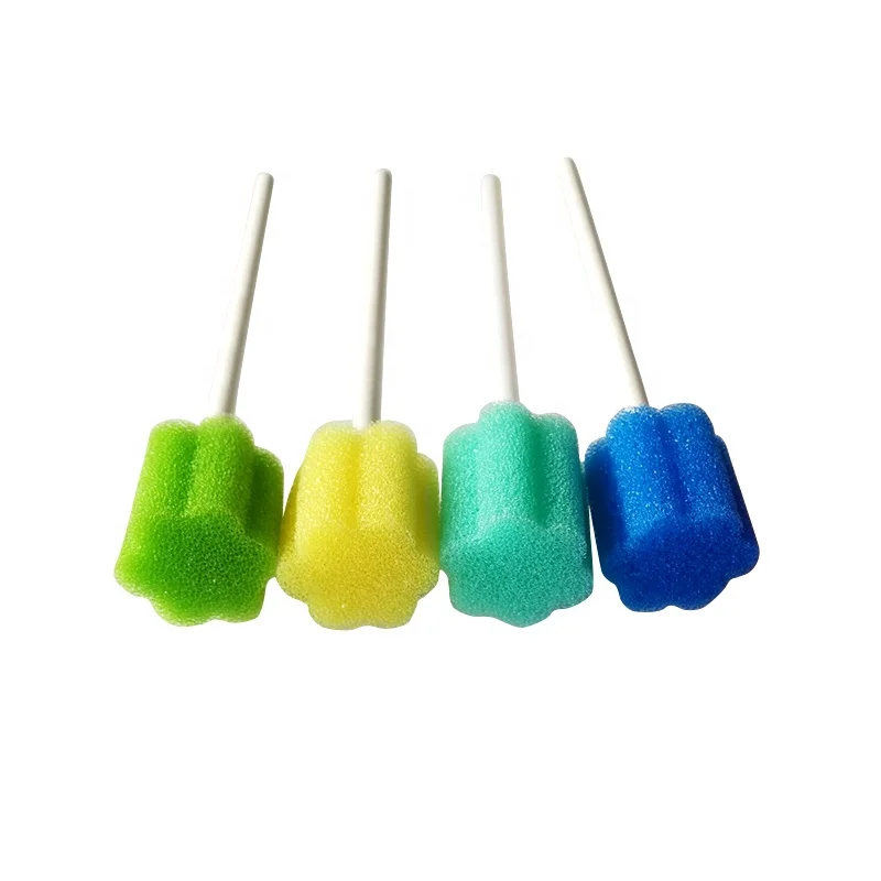 Disposable medical oral cleansing sponge stick colorful sterile sponge dental medical  brush foam cleaning swab stick