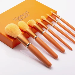 7pcs Best Selling Private Label Orange Diamond Synthetic Hair Make Up Beauty Makeup Brushes Set With Case