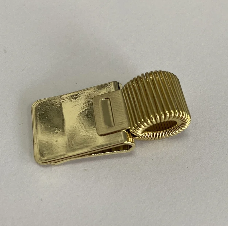 
Customized High Quality Gold color Flat Metal Stainless steel Clip with Spring pen holder 
