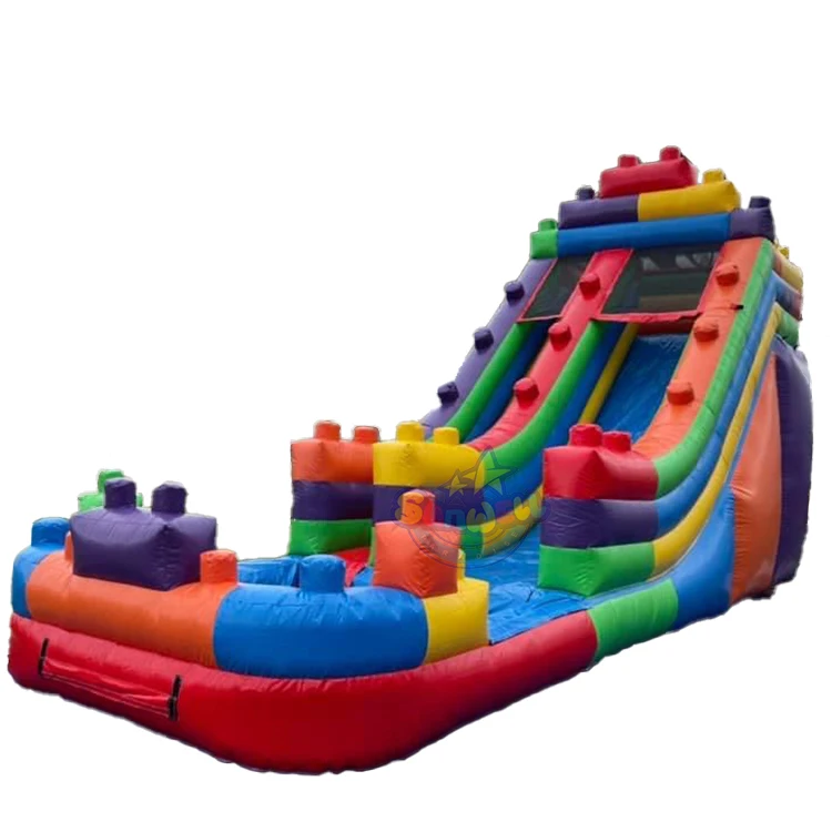 Lego Blocks Inflatable Water Slide building blocks Inflatables Water Slide with pool for kids