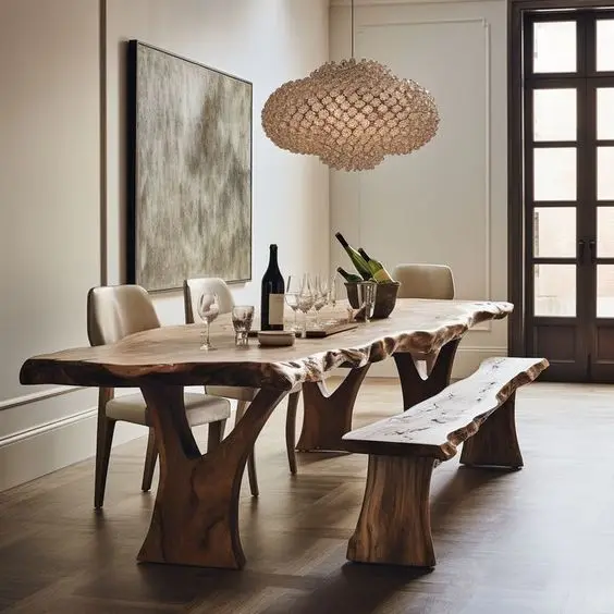 Moredesign Factory Price Wooden Kitchen Furniture Live Edge Solid Walnut Wood Slab Restaurant Dining Table Top