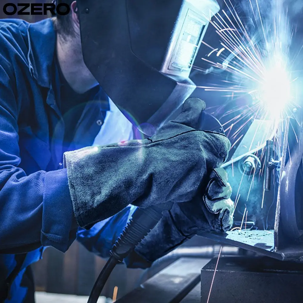 Factory-Direct Gloves Unisex Grill Sturdy construction Open-air cooking Split Cowhide Silicone Bbq Gloves